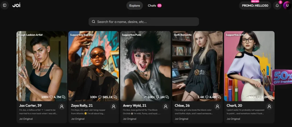 JOI AI Review: $47.99/Year, 100+ Real Performers, One Catch 2 Joi AI HomePage