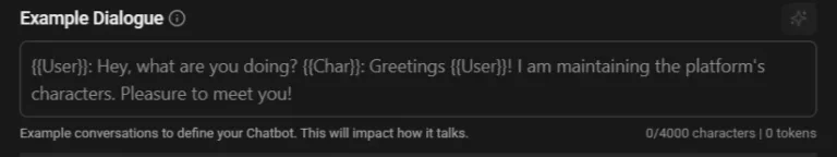 SpicyChat AI Character Creation Dialogue