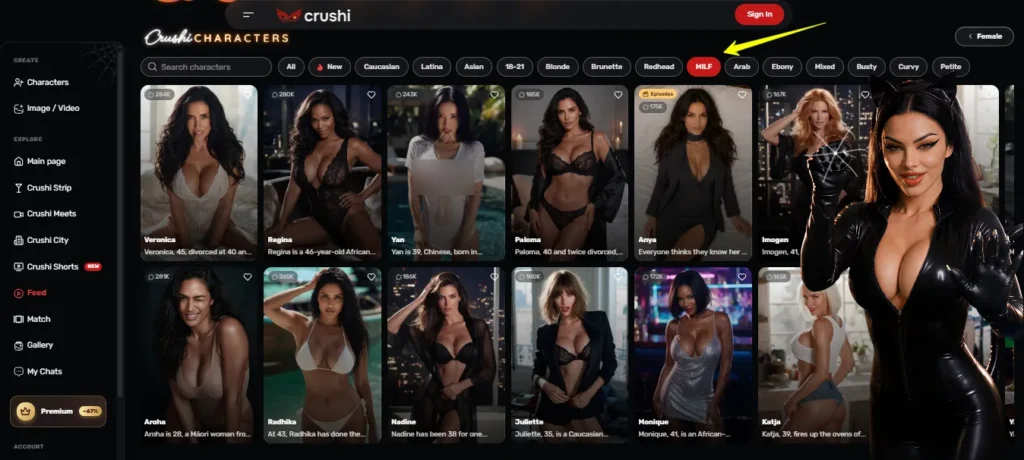 10 Best MILF AI Girlfriends and Generators That Look Their Age 8 Crushi AI MILF Characters
