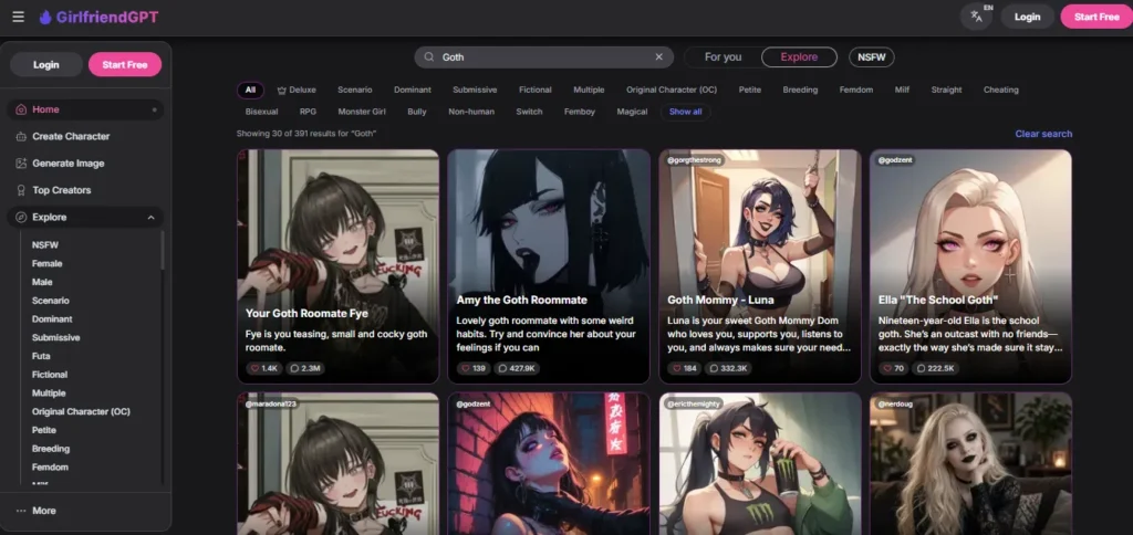 Best Goth AI Girlfriend Apps & Generators: 7 Picks for Dark, Moody Romance Picks 6 GirlfriendGPT AI Goth Girlfriends