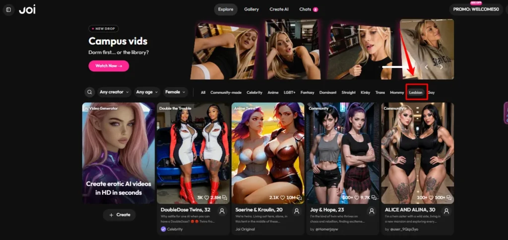 Best Lesbian AI Chat & Generators 2026: 7 Top Picks 4 JOI AI lesbian Charaters
